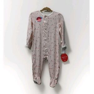 Magnetic Me Baa Baa Baby Pink Modal Footie 3-6 Months Sheep Sustainable Sleeper